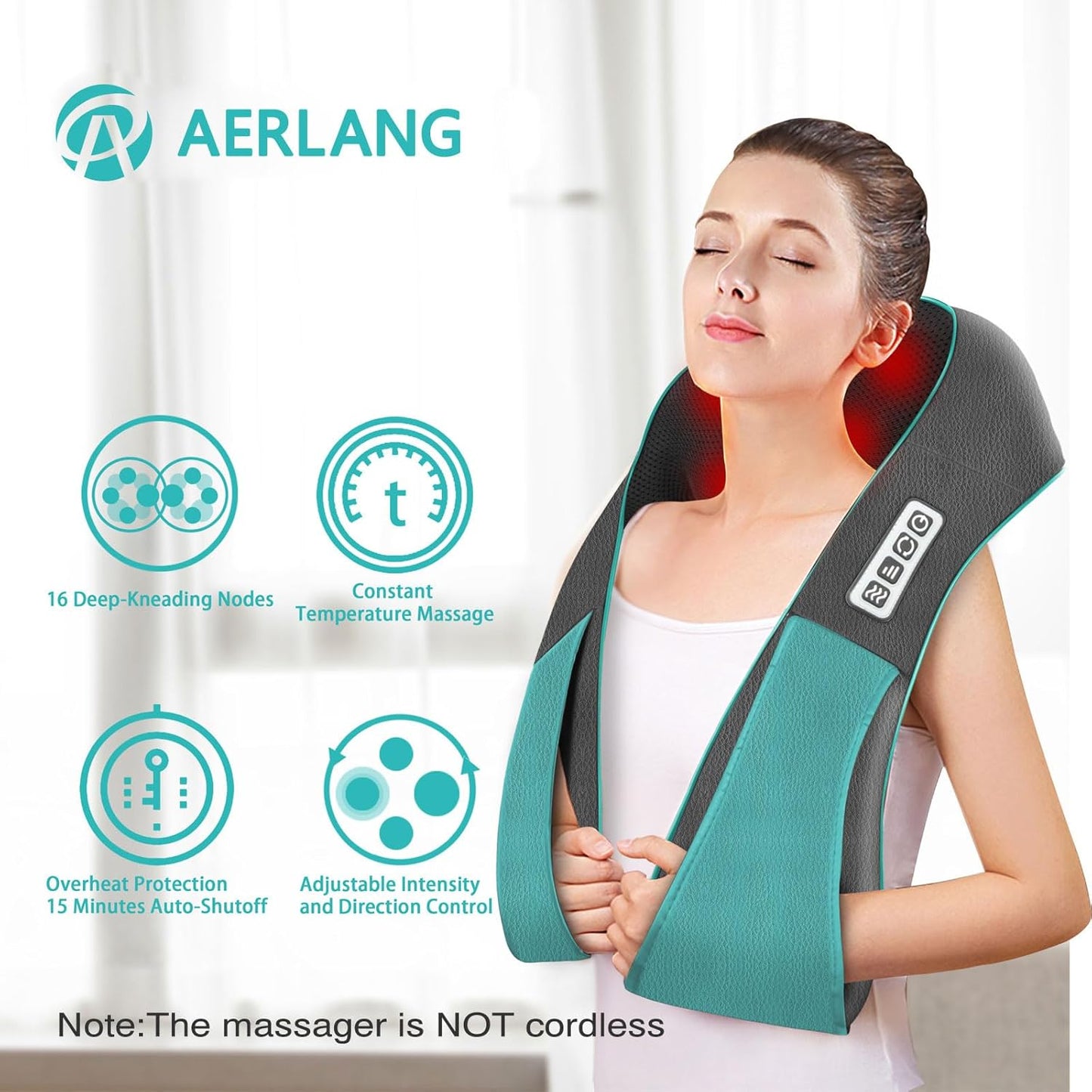 Full features of AERLANG Shiatsu Neck & Back Massager with Heat