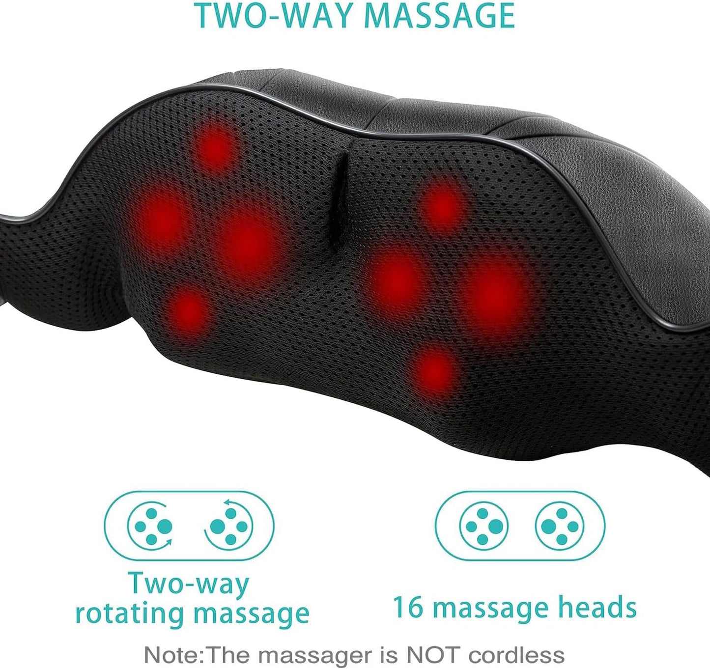 AERLANG Neck & Back Massager featues two way rotating massage