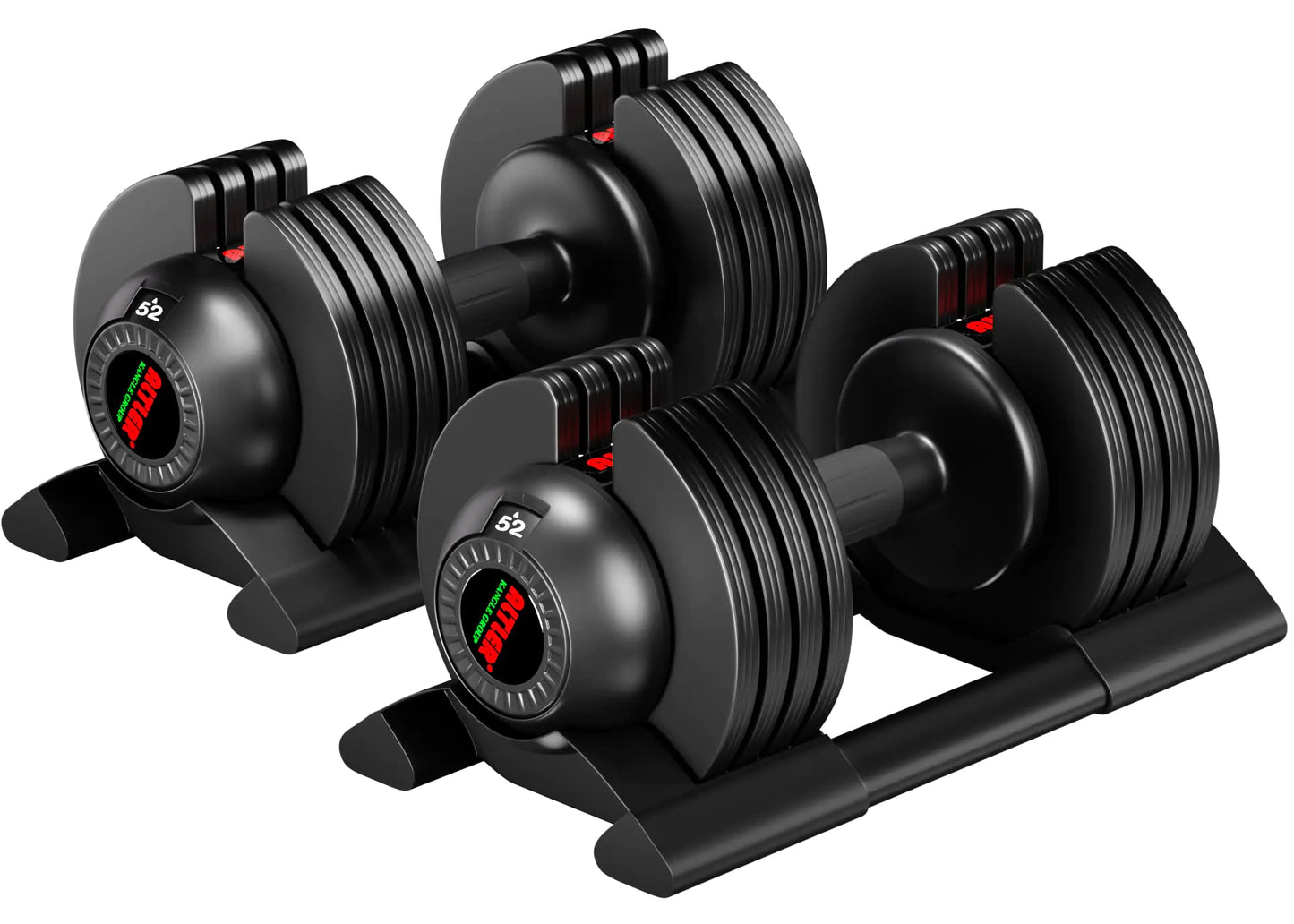 ALTLER 52lb adjustable dumbbells pair with trays for home gym use
