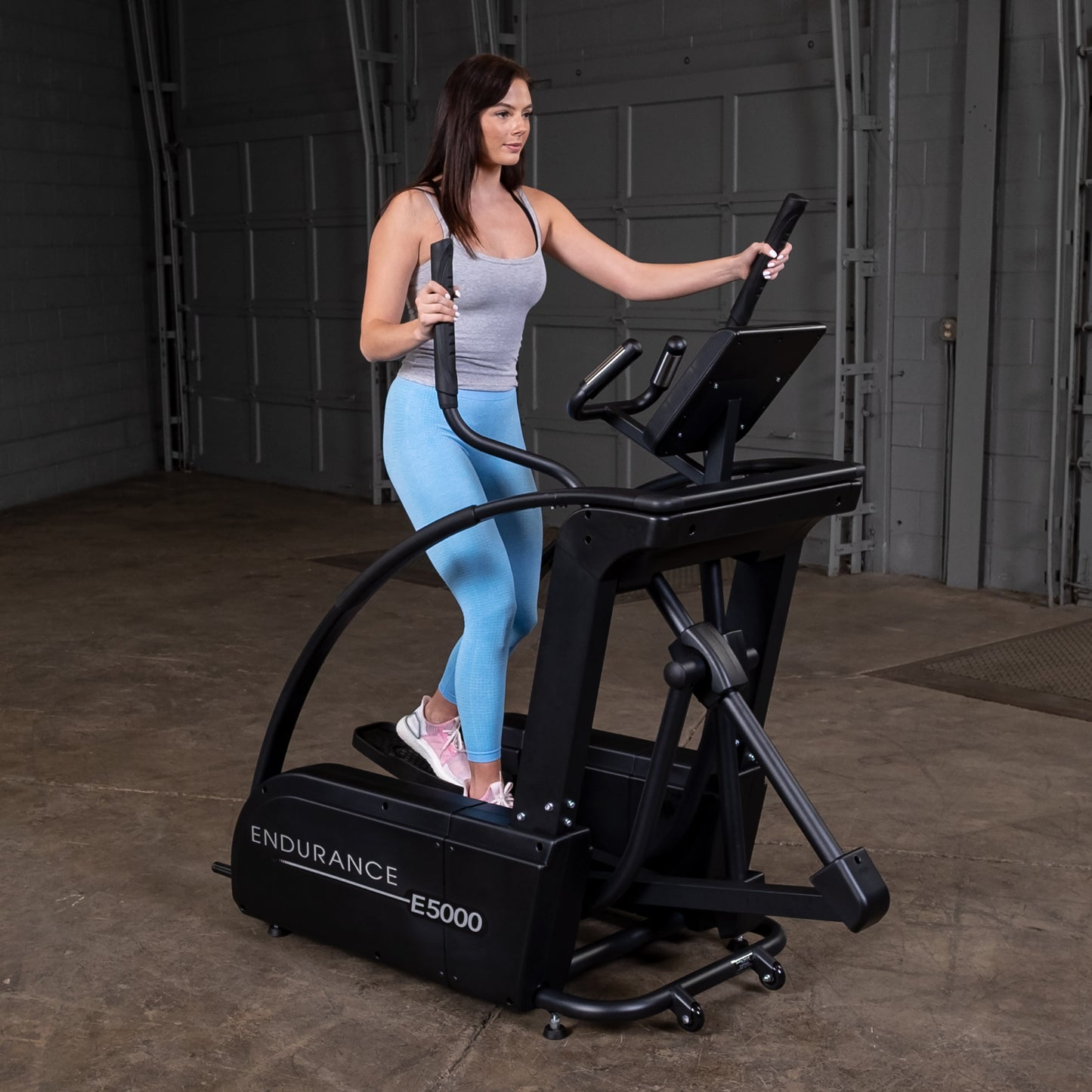 Close-up of heavy-duty commercial-grade steel frame on the Body-Solid E5000 elliptical