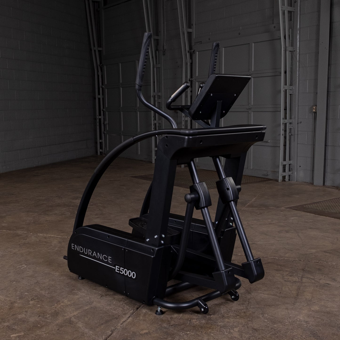 Endurance by Body-Solid E5000 elliptical trainer front view showing center drive and compact footprint
