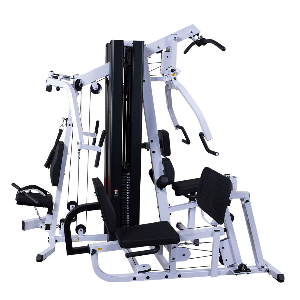 Body-Solid EXM3000LPS multi-stack home gym front view showing dual weight stations.