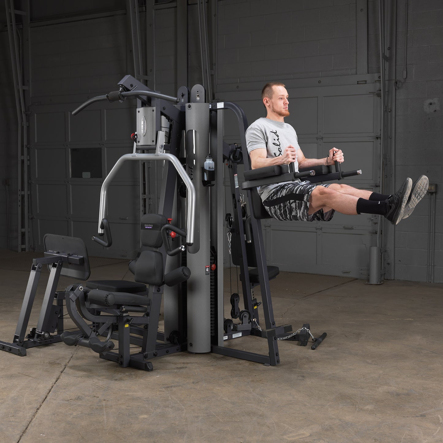 Leg raise and dip station on the Body-Solid G9S Two Stack Gym