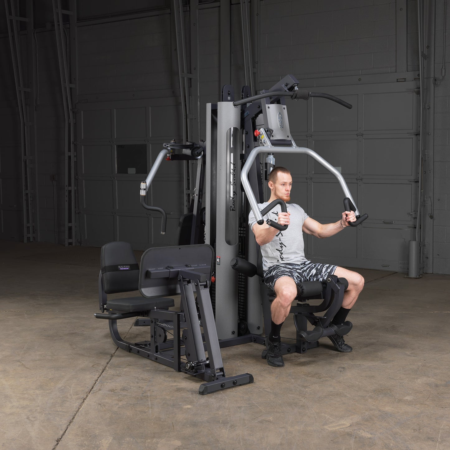 Close-up of the pec deck station on the Body-Solid G9S for chest fly and reverse fly exercises