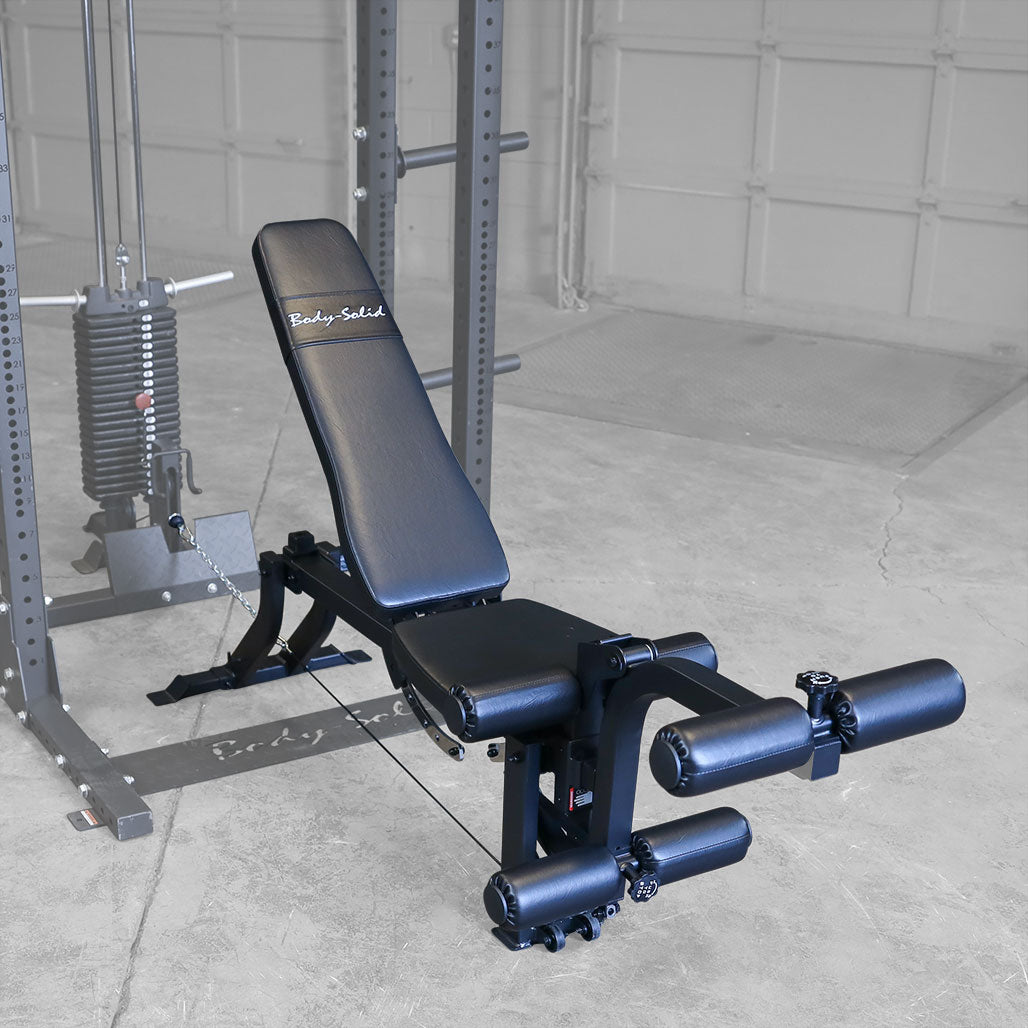 Body-Solid GLEG adjustable FID bench front view with incline position