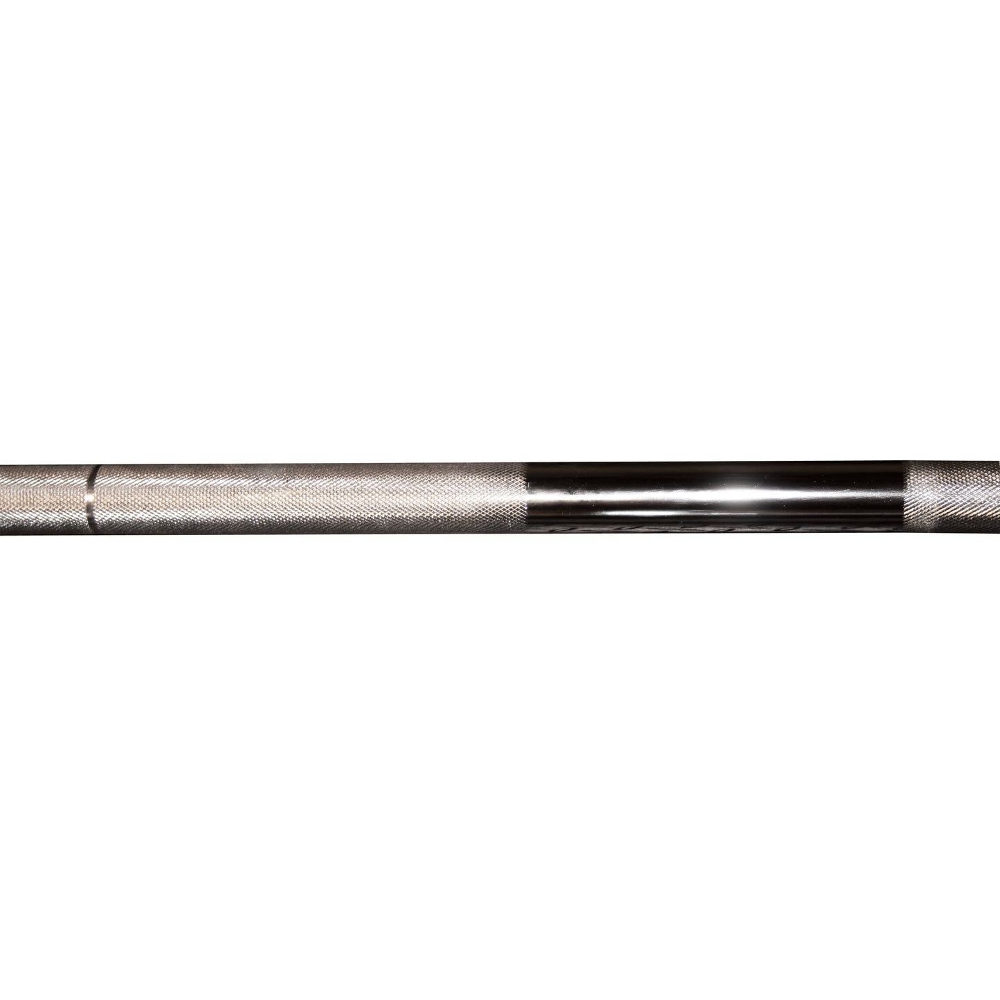 Close-up of center knurling on Body-Solid OB86C bar chrome shaft