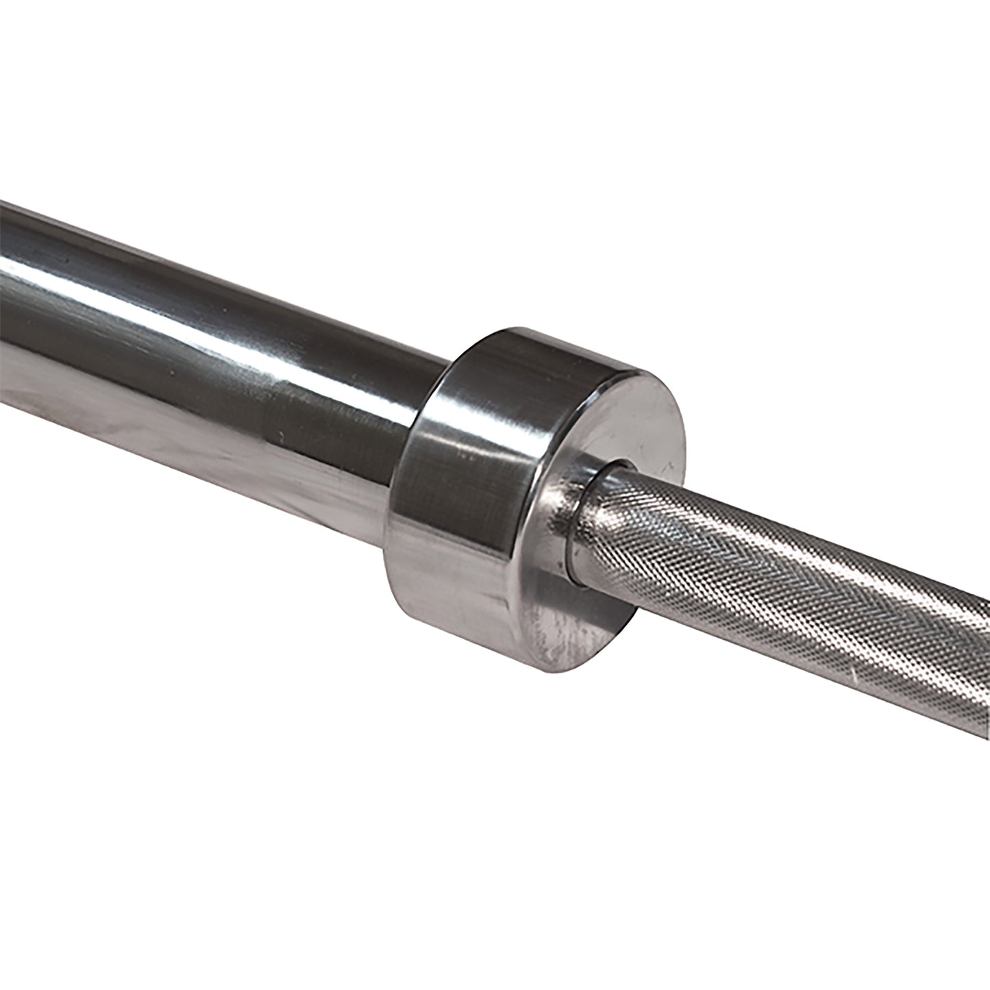 Sleeve collar close-up on the chrome Body‑Solid OB86C Olympic barbell