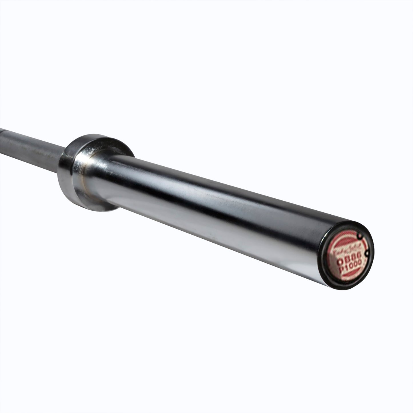 Plate sleeve showing 15.25″ loadable length on the Body‑Solid OB86P1000 premium chrome Olympic power bar