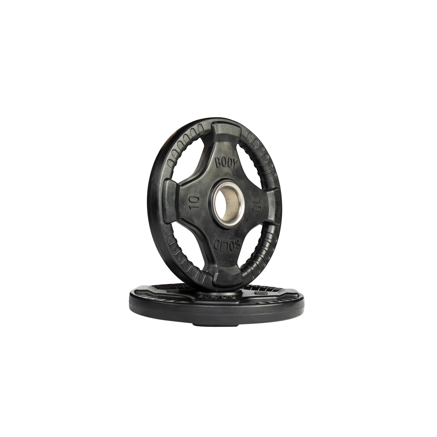 10 lb pair Body‑Solid ORT rubber grip Olympic plate side view
