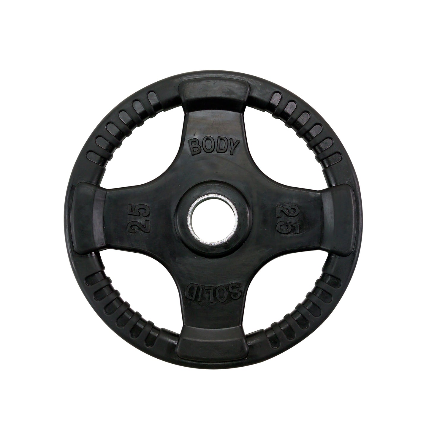 25 lb Body‑Solid ORT rubber grip Olympic plate front view