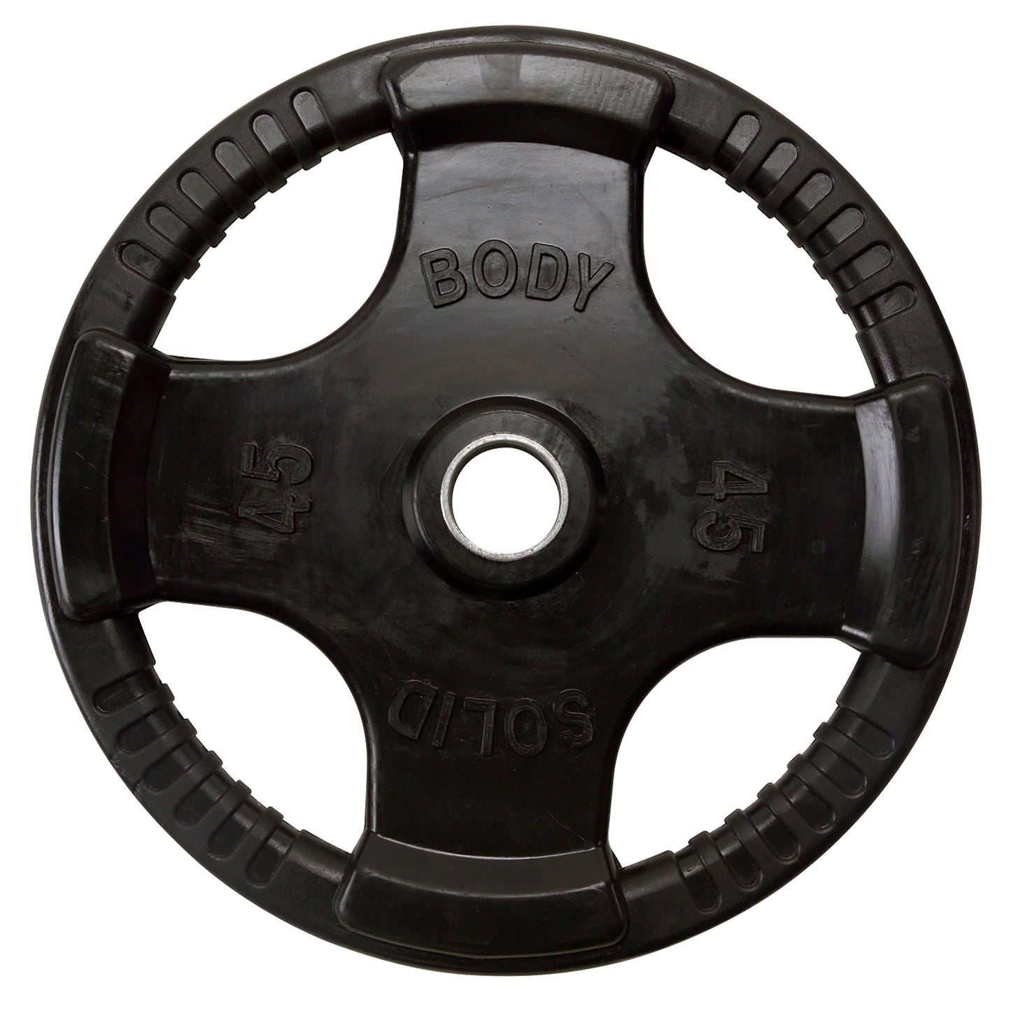 45 lb Body‑Solid ORT rubber grip Olympic plate front view