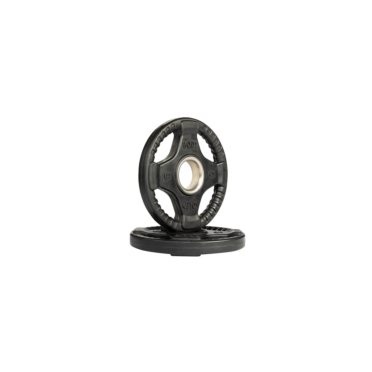 5 lb pair Body‑Solid ORT rubber grip Olympic plate side view