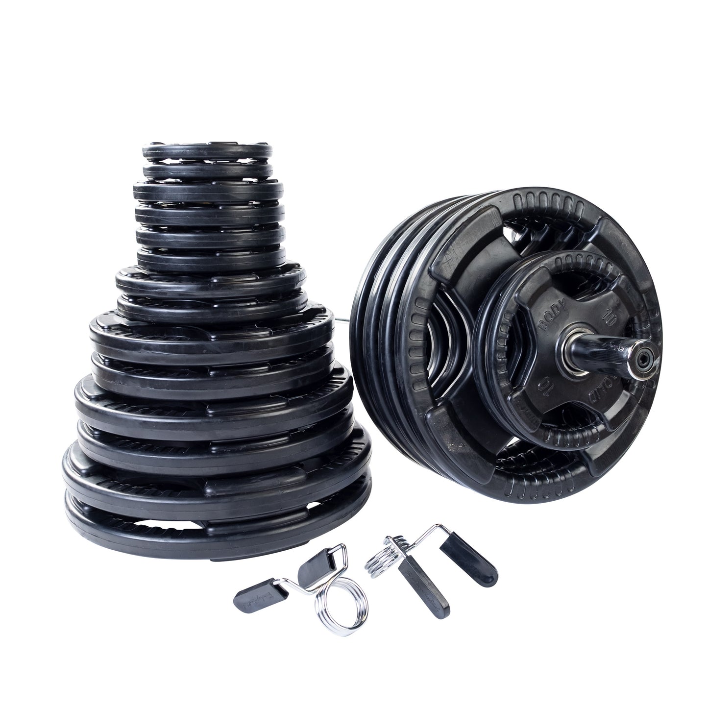 Stack of Body-Solid ORT Rubber Grip Plates