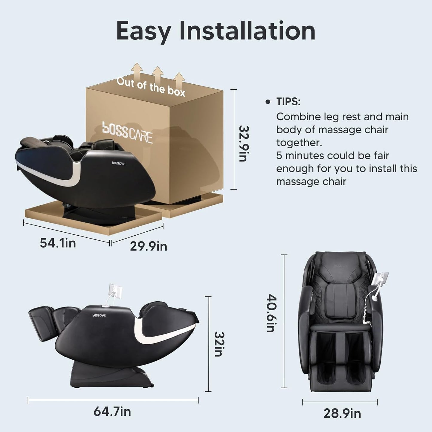 BOSSCARE Massage Chair easy installation