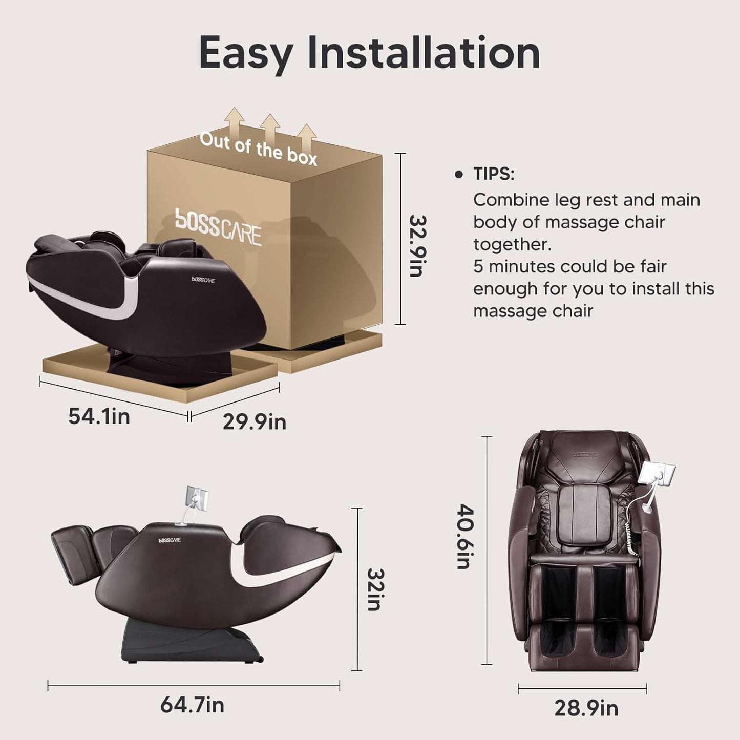 BOSSCARE Massage Chair easy installation
