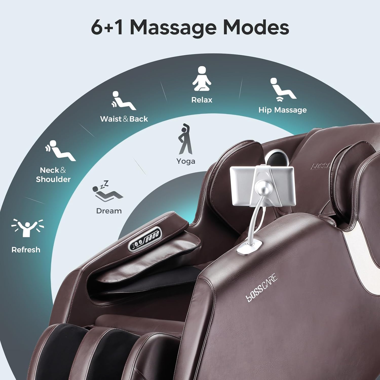 BOSSCARE Massage Chair featuring 7 massage modes.