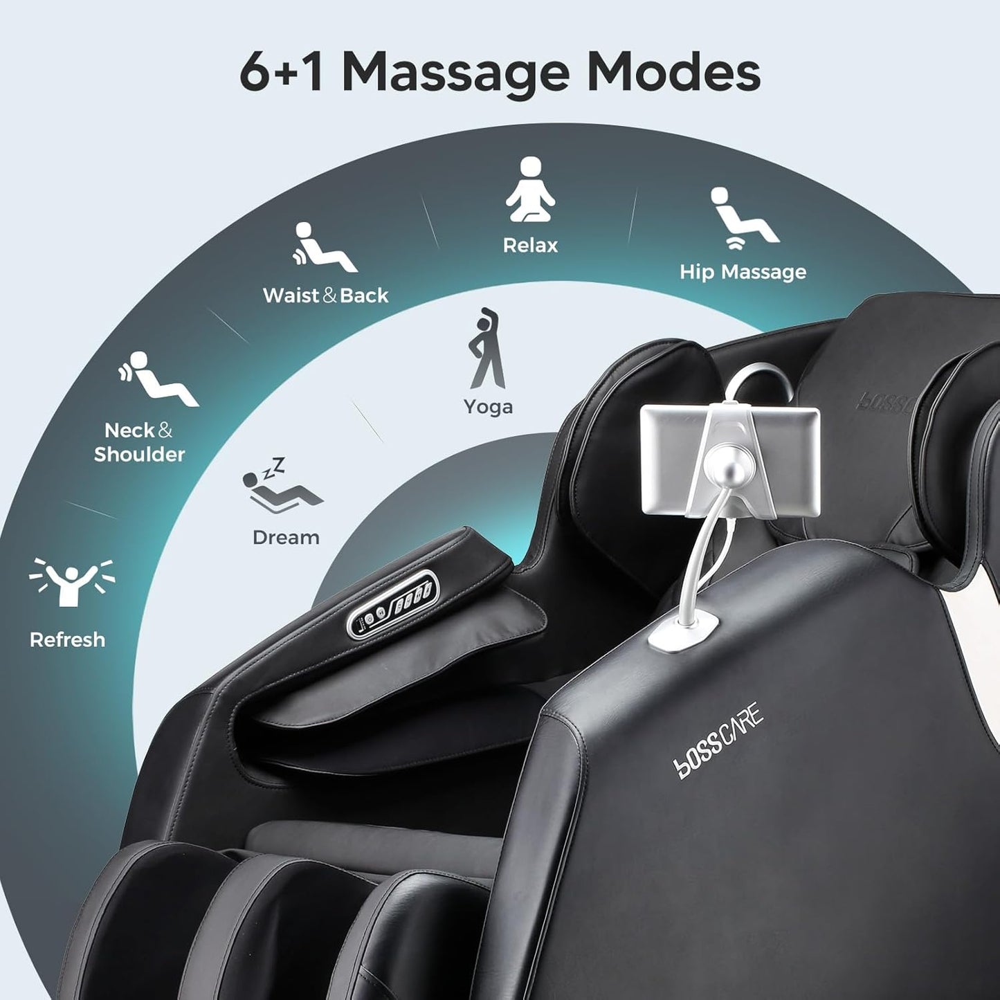 BOSSCARE Massage Chair featuring 7 massage modes.