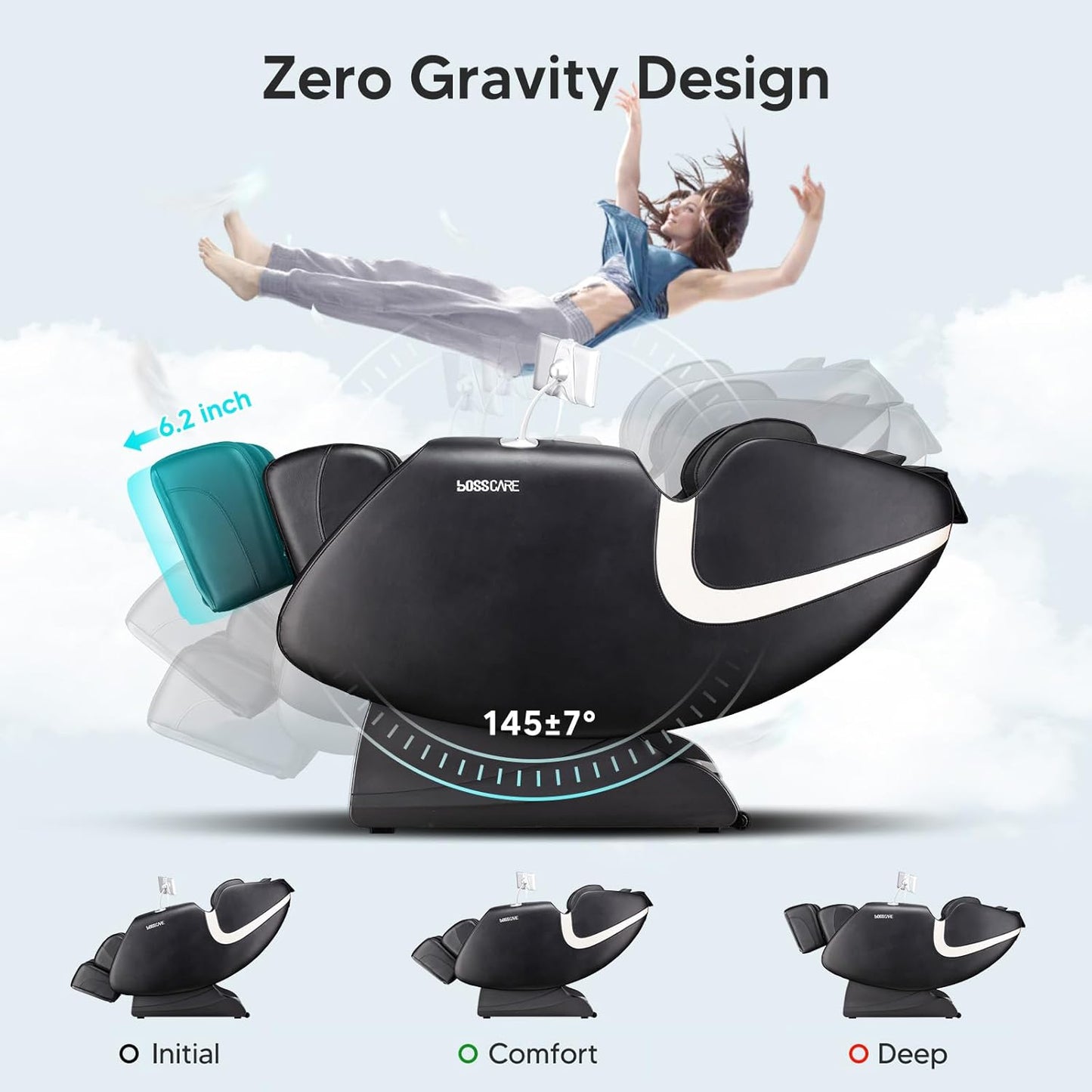 BOSSCARE Massage Chair featuring zero gravity recline.