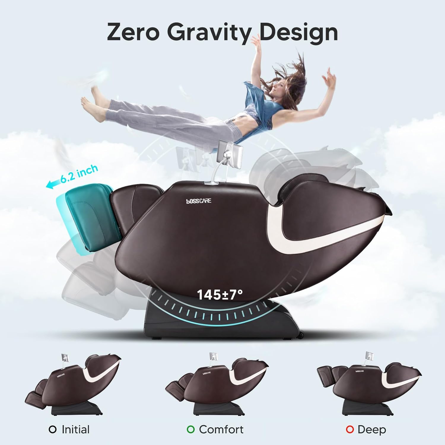 BOSSCARE Massage Chair featuring zero gravity recline.