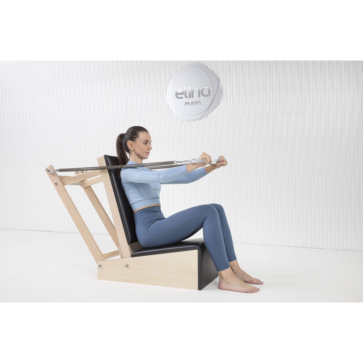 Compact and sleek design of Elina Pilates Baby Chair in Black ideal for small spaces and home studios