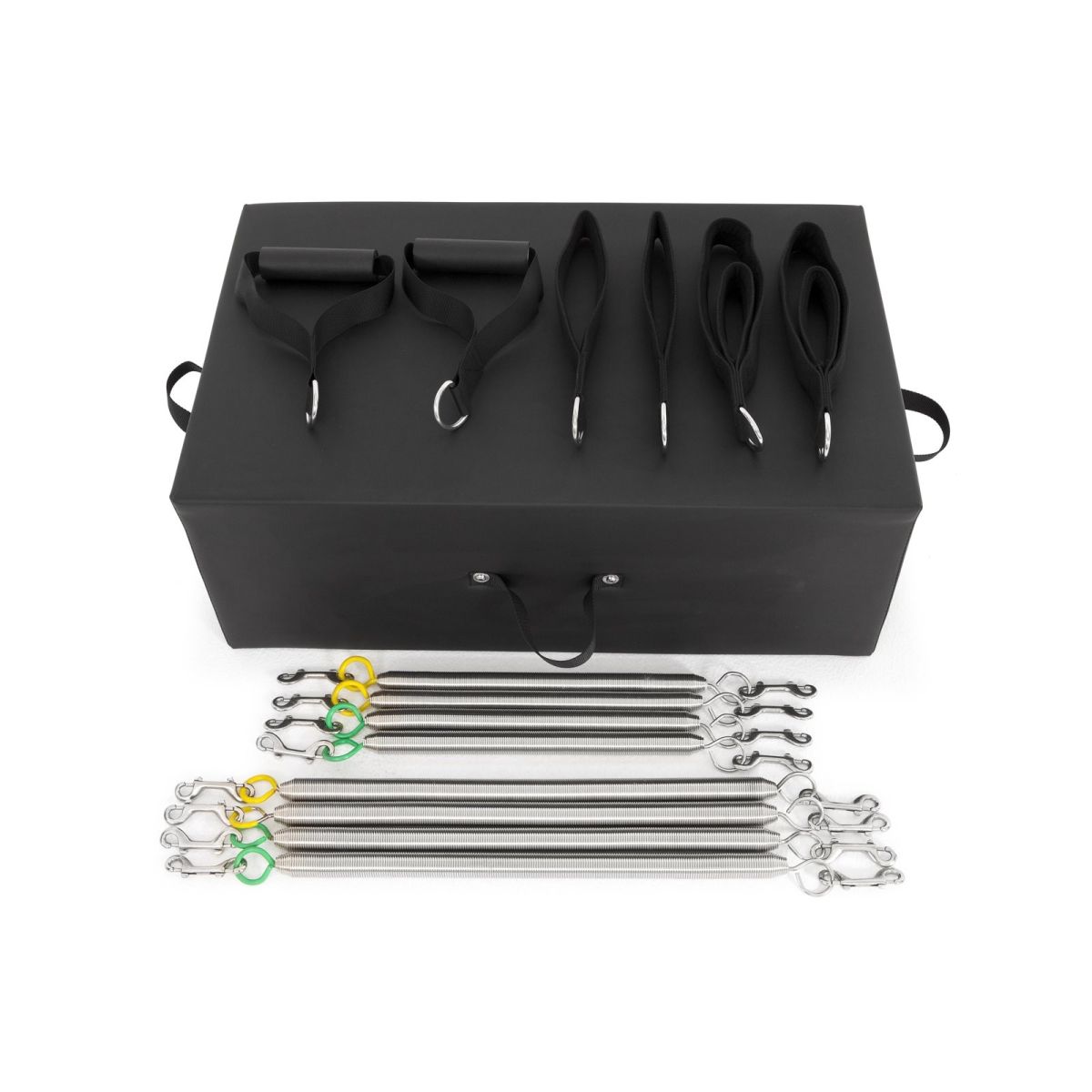 Included padded box accessory for the Elina Pilates Wooden Fisio Tower Reformer.
