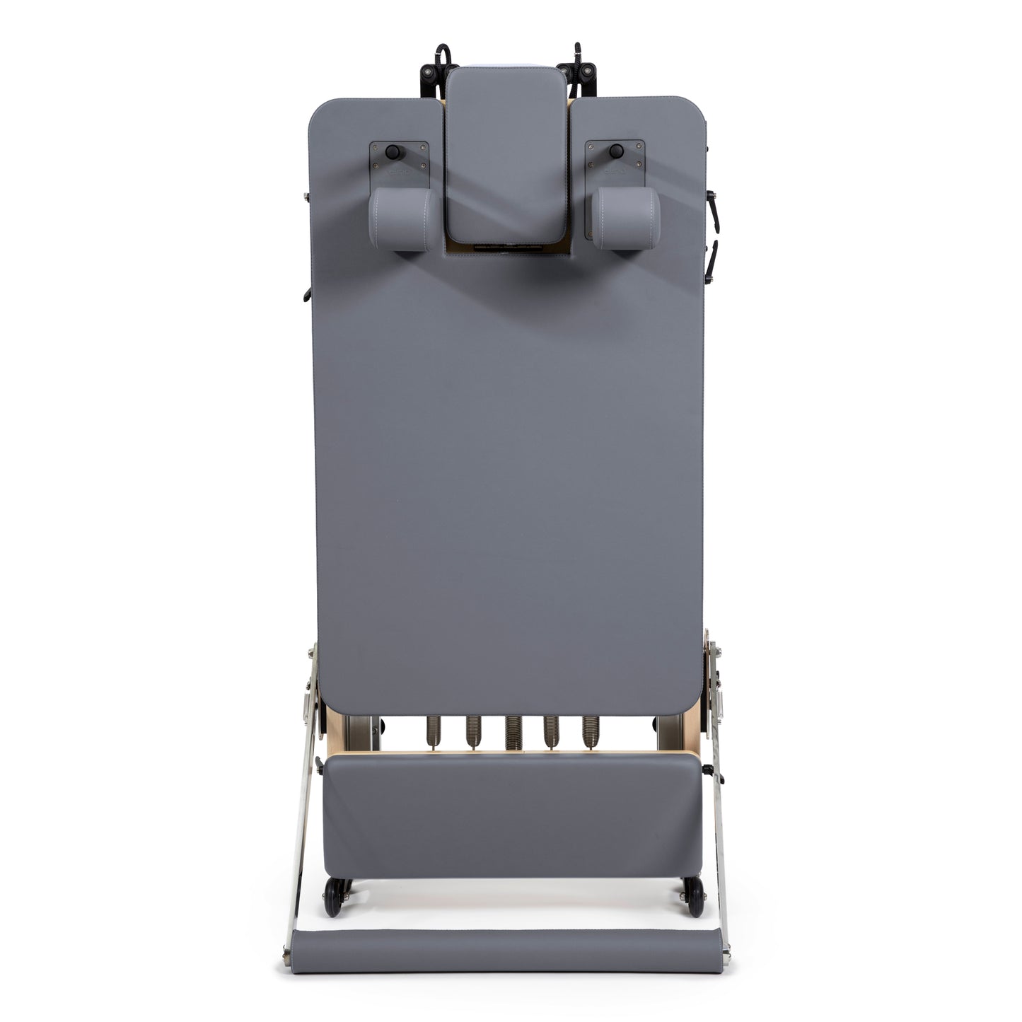 Elina Pilates Foldable Reformer stored in compact position