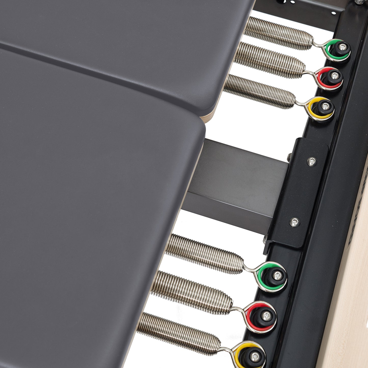 Close-up of the adjustable resistance springs on Elina Twin Reformer