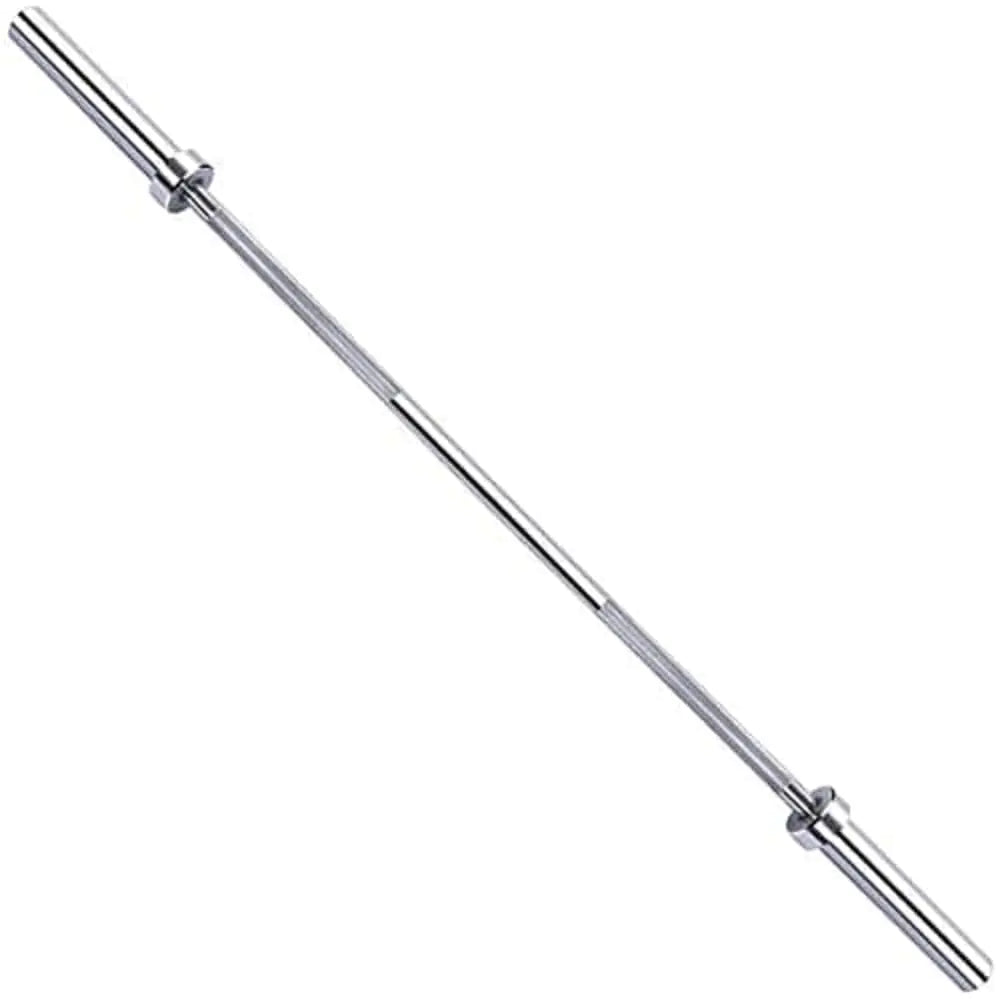 Fitvids Olympic Barbell 5ft silver front view for weightlifting and powerlifting