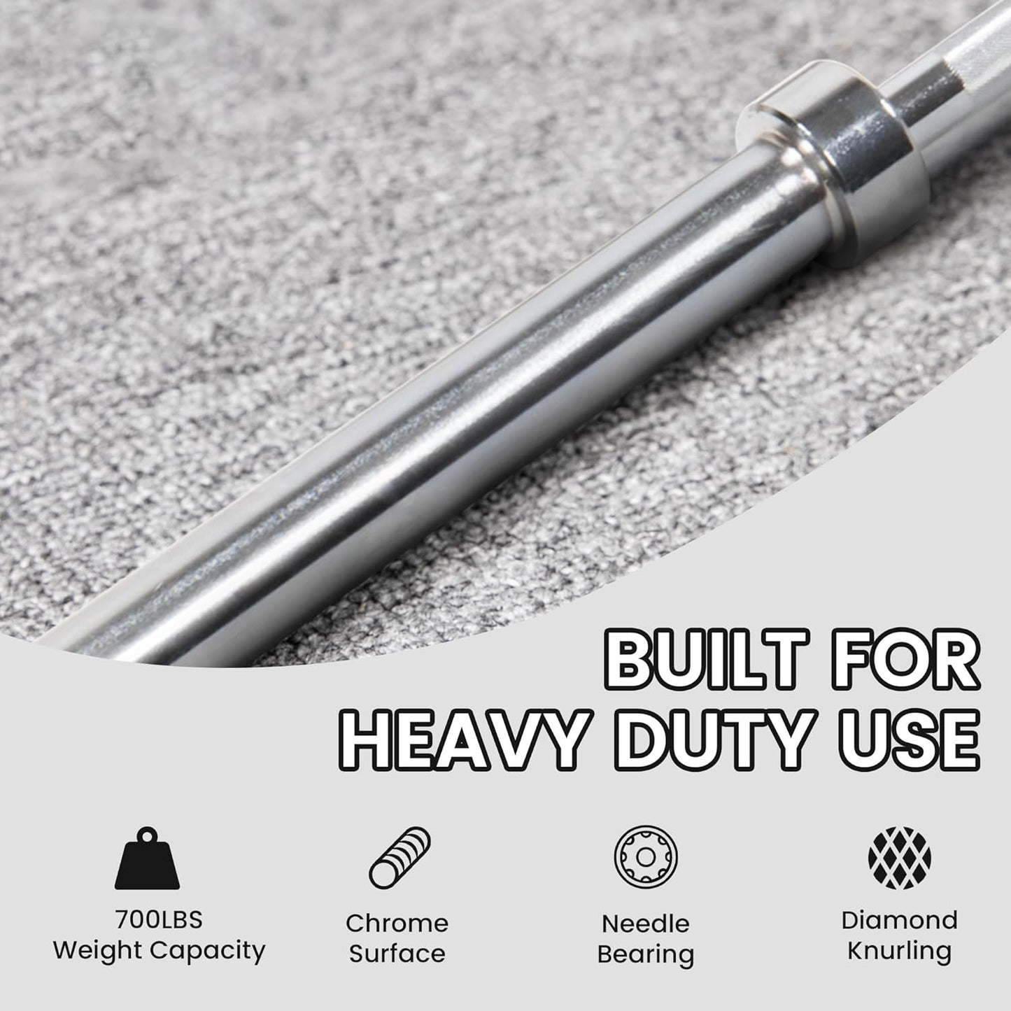 High-grade steel construction close-up of Fitvids Olympic Barbell