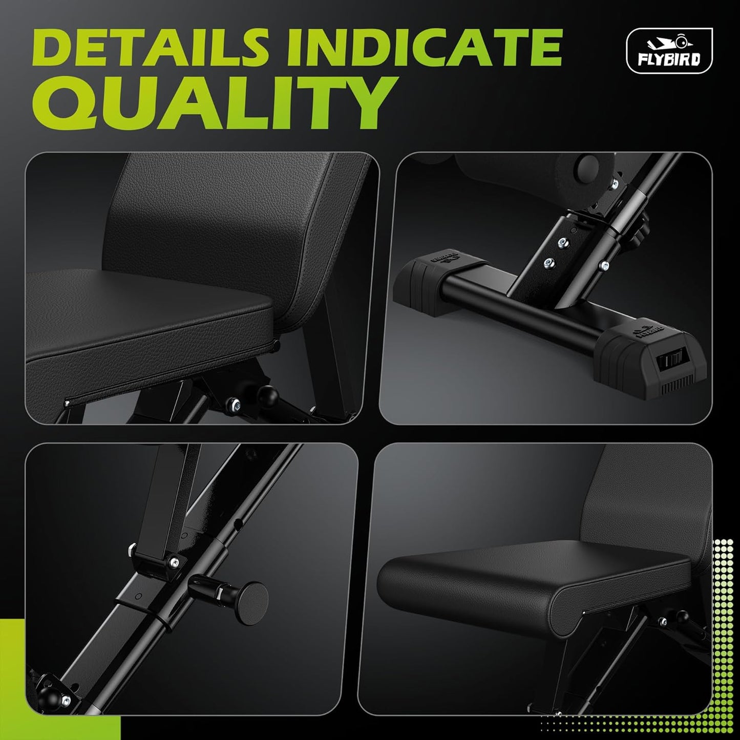 Thick padded seat and backrest of FLYBIRD bench