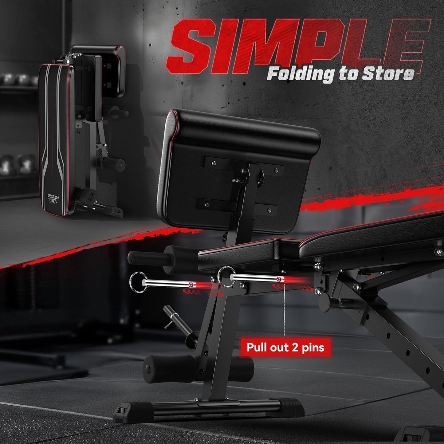 Foldable FLYBIRD Weight Bench for Easy Storage