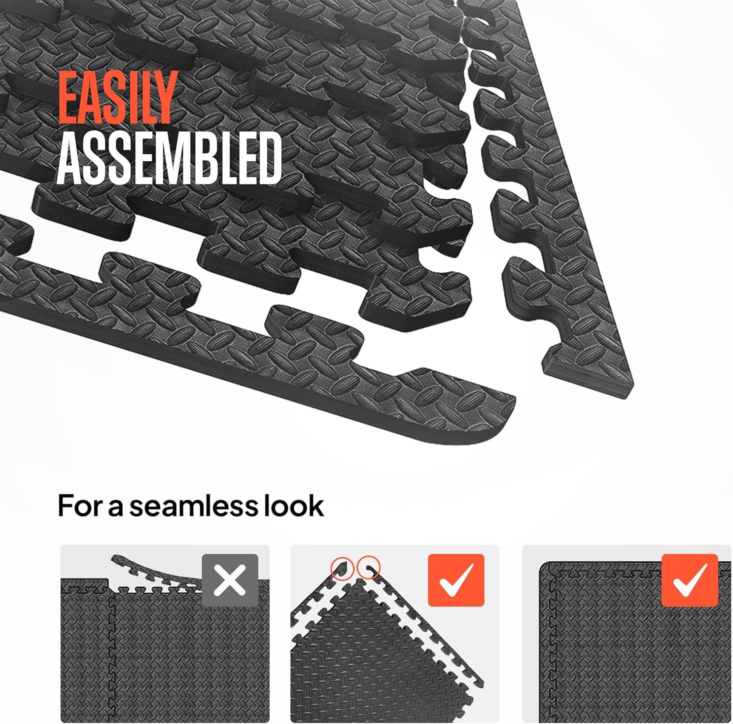 Zoomed-in view of interlocking edges for secure fit between foam tiles