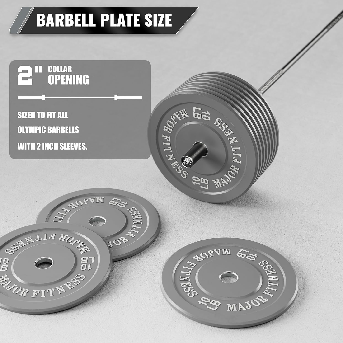 10 LB Pair of Major Fitness Low Bounce Bumper Plates Olympic Weight Plates designed to fit any Olympic bar