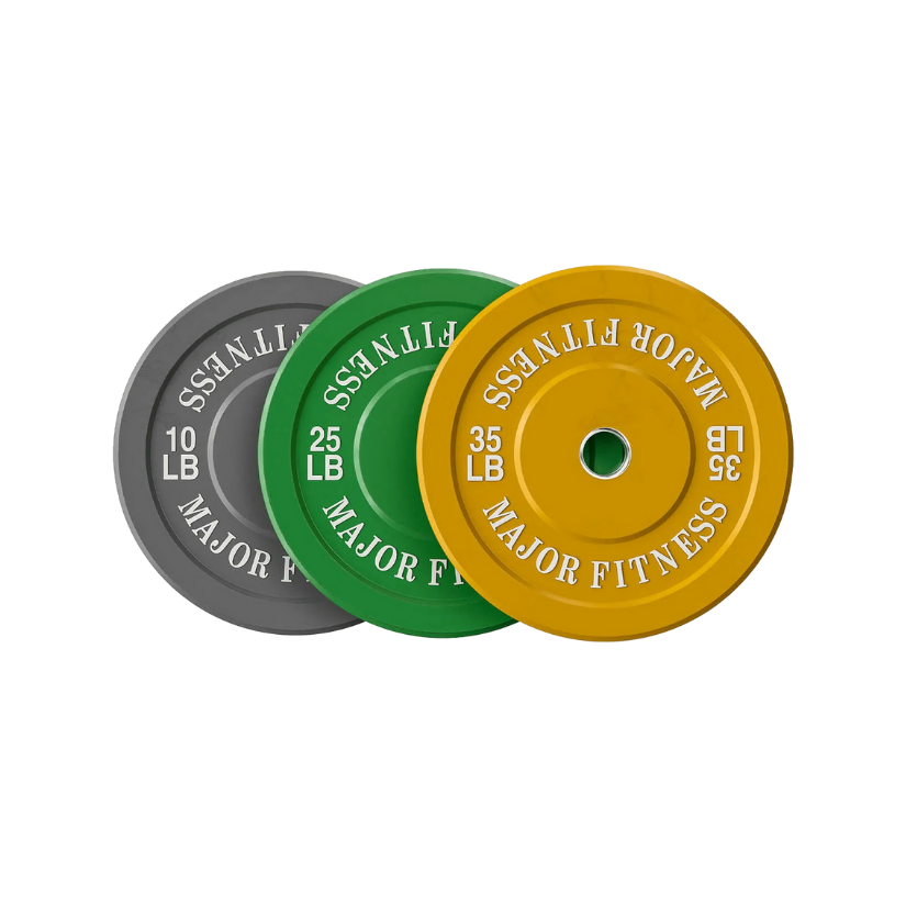 140 LB Set (10LB Pair, 25LB Pair, 35LB Pair) of Major Fitness Low Bounce Bumper Plates Olympic Weight Plates