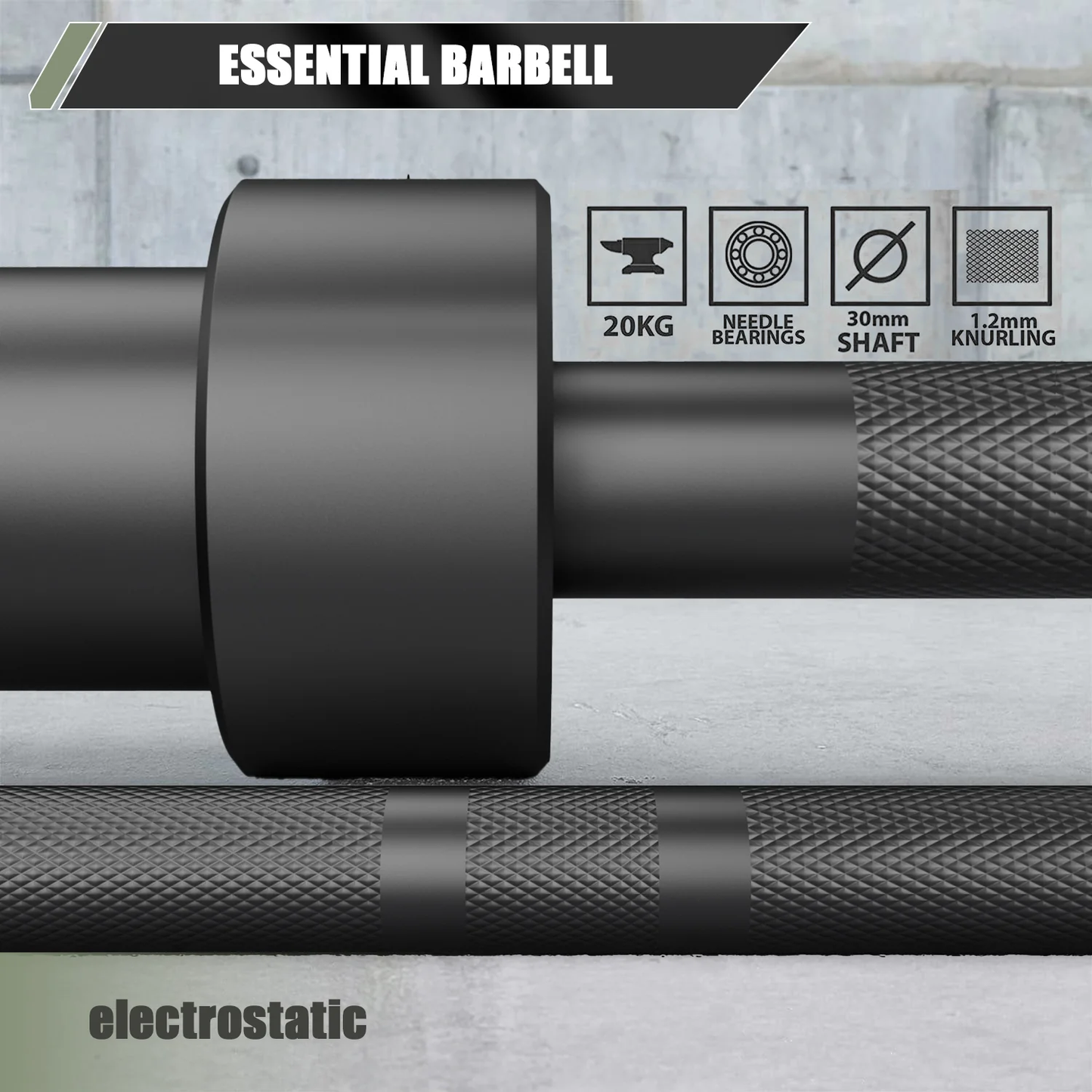 Major Fitness 7FT Olympic Barbell with chrome finish and knurled grip
