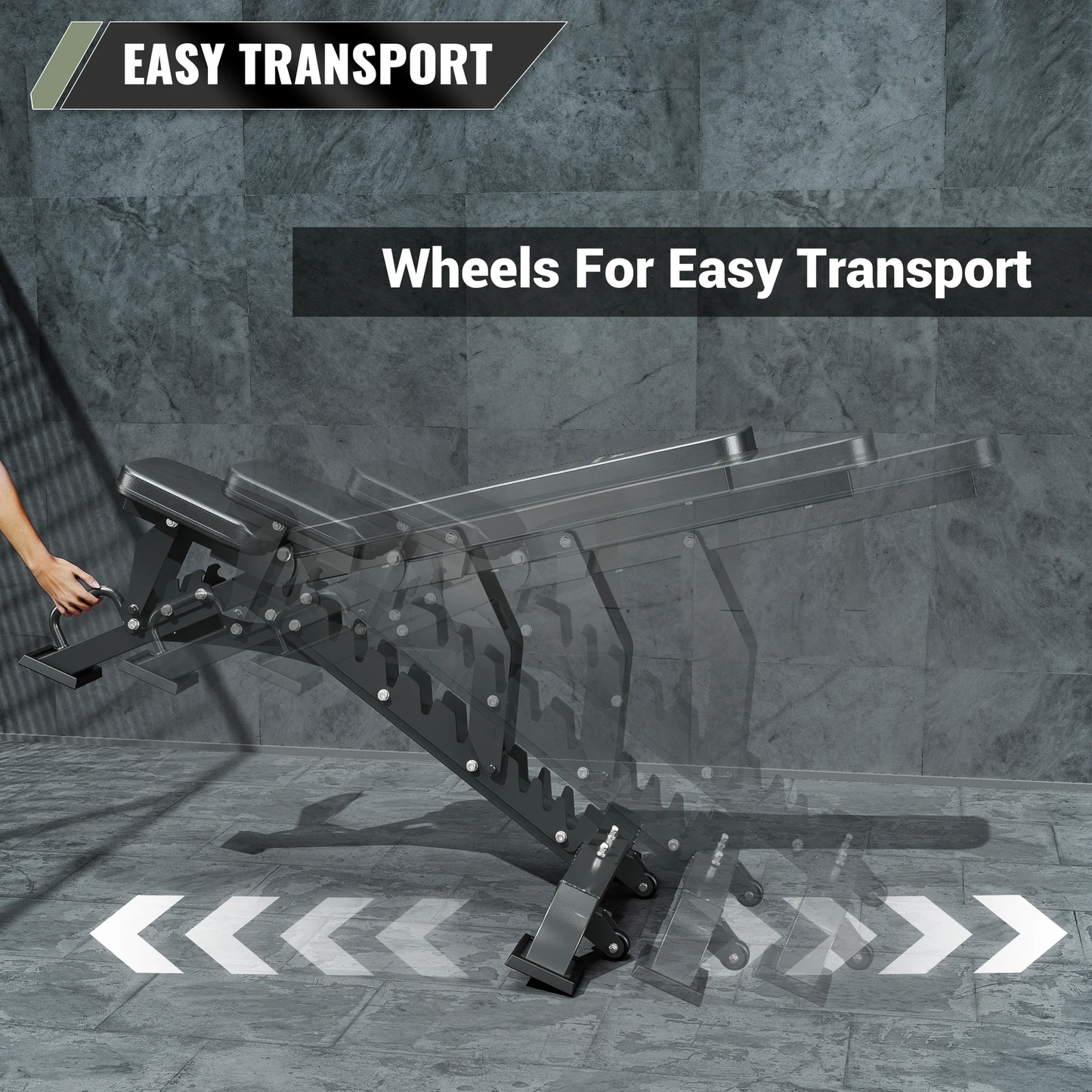 Major Fitness PLT01 Adjustable Weight Bench quality design with wheels for easy transport