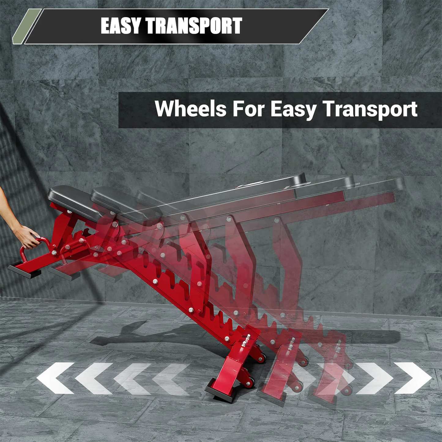 Major Fitness PLT01 Adjustable Weight Bench quality design with wheels for easy transport