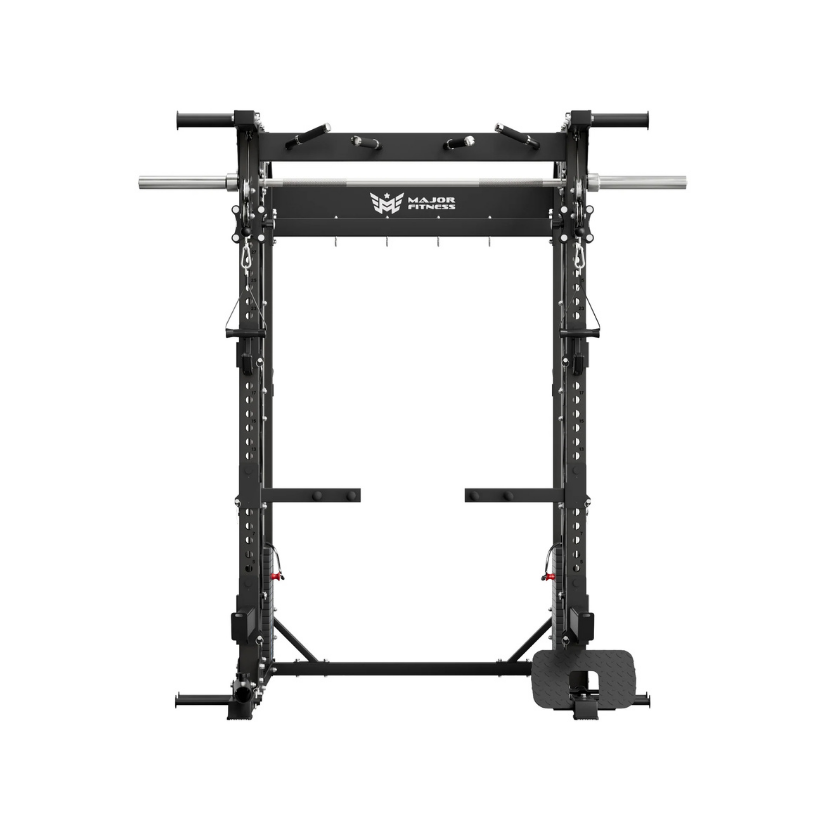 MAJOR FITNESS B52 All-in-One Home Gym Smith Machine (Tactical Black) Front View
