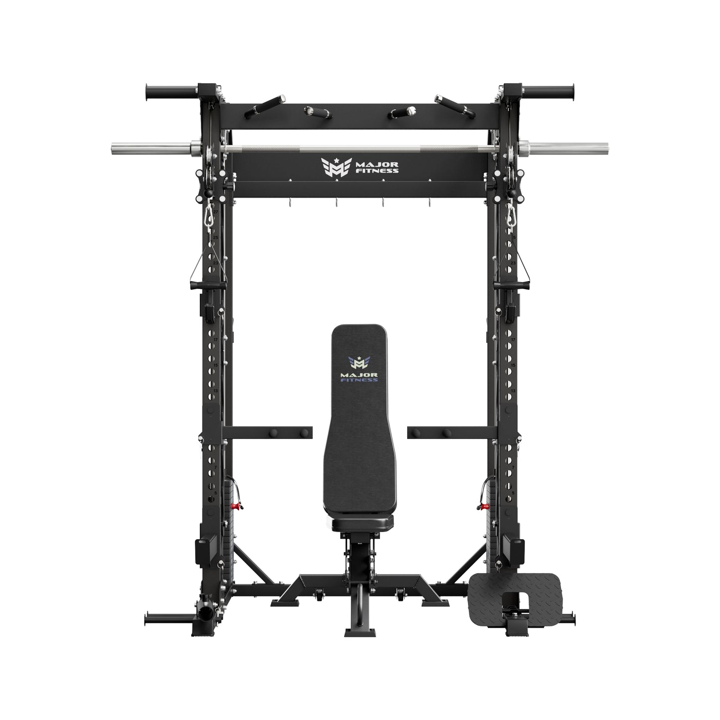 MAJOR FITNESS B52 All-in-One Home Gym Smith Machine Bundle (Tactical Black) Front View
