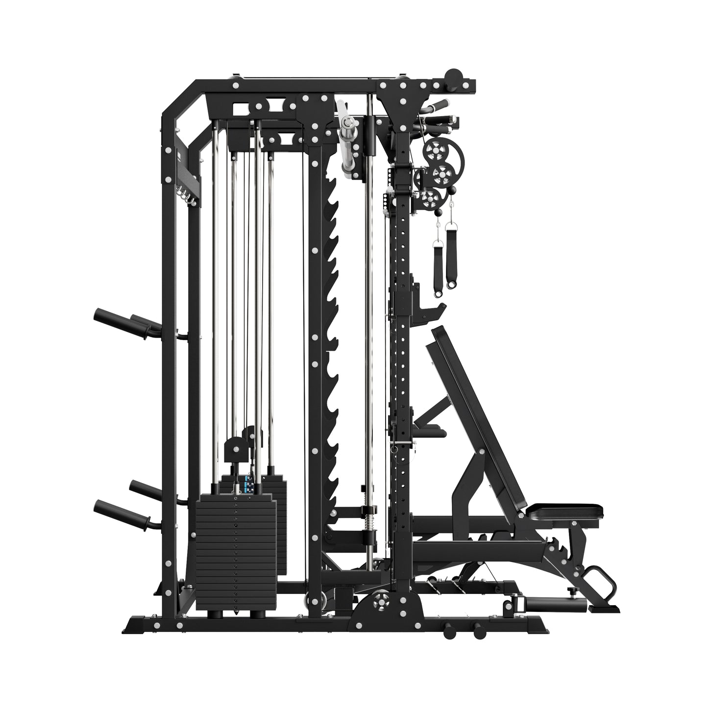 MAJOR FITNESS B52 All-in-One Home Gym Smith Machine Bundle (Tactical Black) Side View