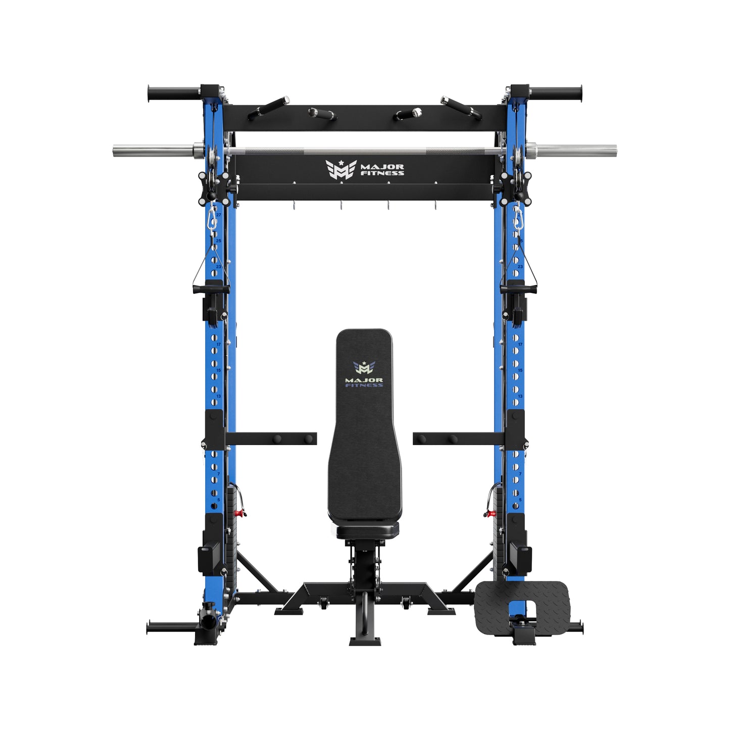 MAJOR FITNESS B52 All-in-One Home Gym Smith Machine Bundle (Patriot Blue) Front View