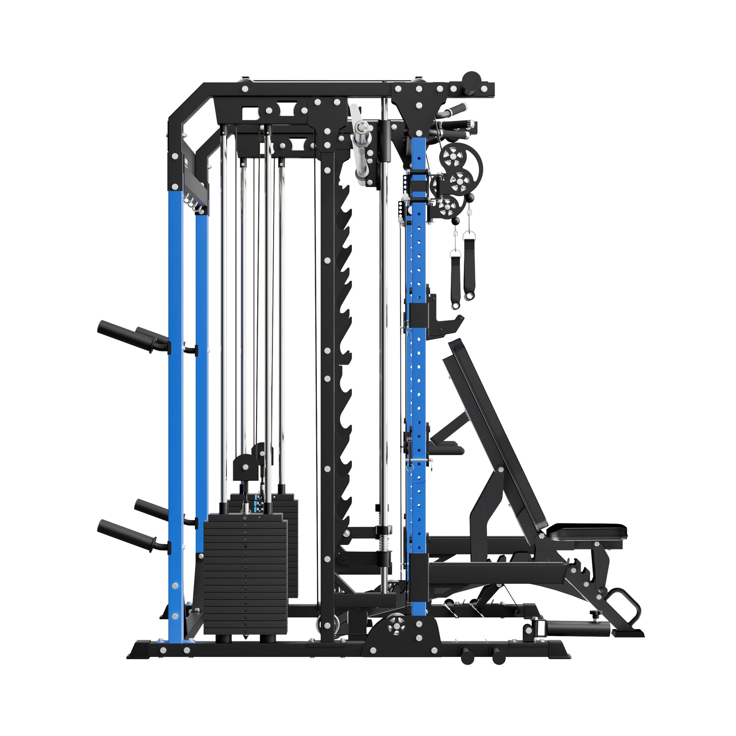 MAJOR FITNESS B52 All-in-One Home Gym Smith Machine Bundle (Patriot Blue) Side View