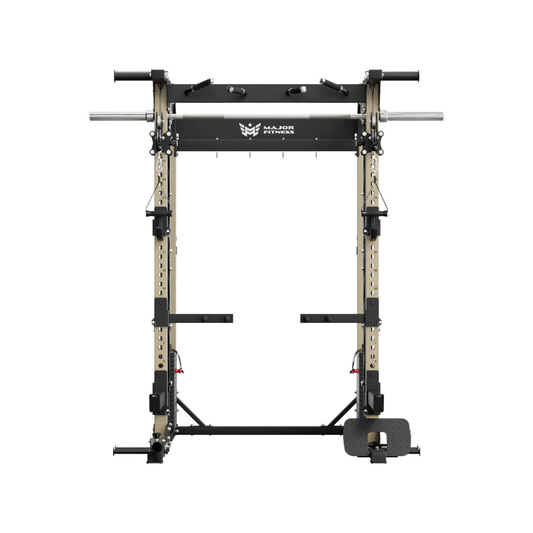 MAJOR FITNESS B52 All-in-One Home Gym Smith Machine (Recon Desert) Front View
