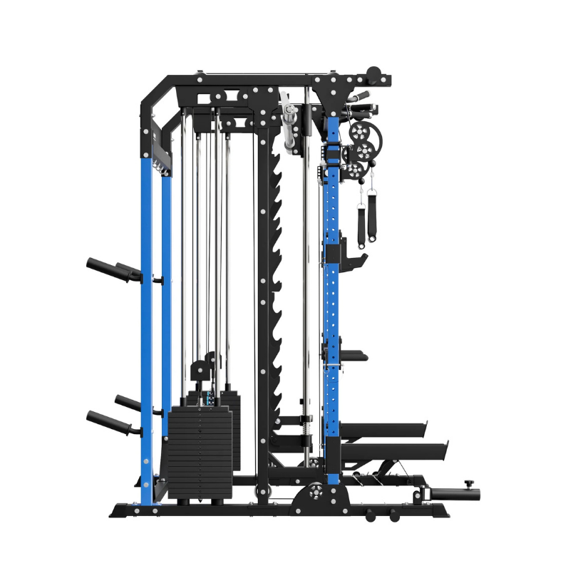 MAJOR FITNESS B52 All-in-One Home Gym Smith Machine (Patriot Blue) Side View