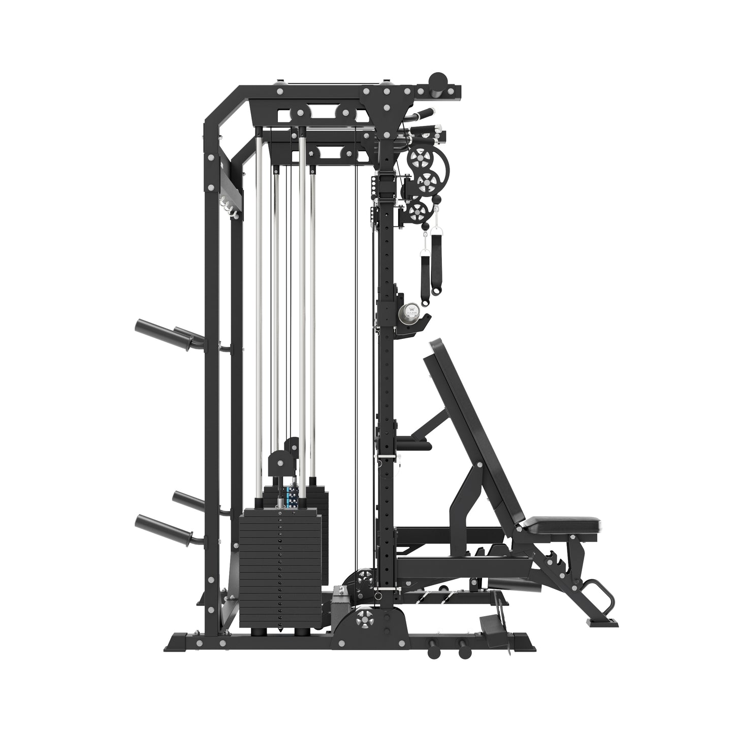 MAJOR FITNESS F22 All-in-One Home Gym Power Rack Bundle (Tactical Black) Side View
