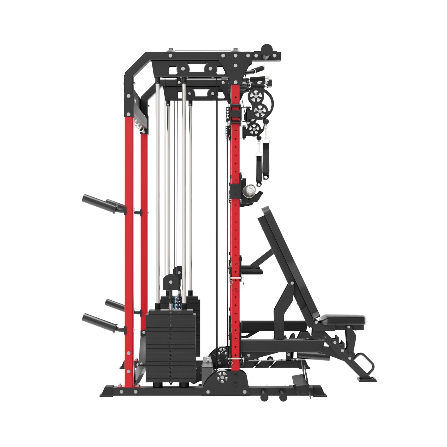 Major Fitness F22 Pro All-In-One Home Gym Deluxe Bundle – Power Rack + Weight Bench + 320LB Olympic Plates Set + 7FT Barbell Bar | Combat Red