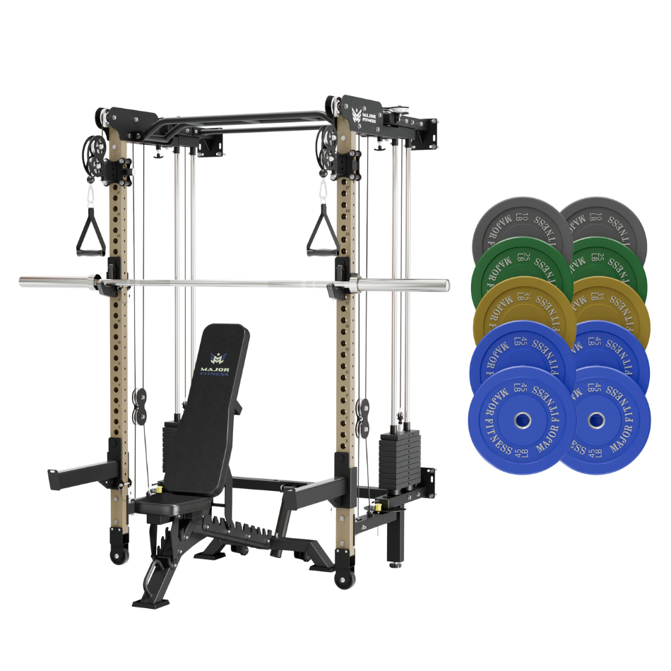 MAJOR FITNESS F35 All-in-One Wall Mount Folding Power Rack Home Gym Deluxe Bundle (Recon Desert) Main View