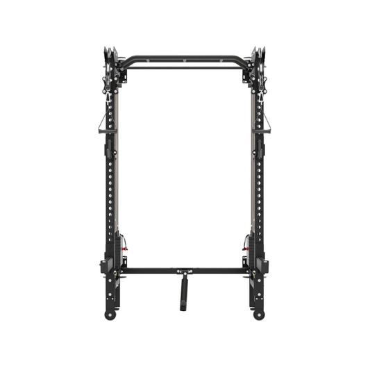 MAJOR FITNESS F35 All-in-One Wall Mount Folding Power Rack Home Gym (Tactical Black) Front View