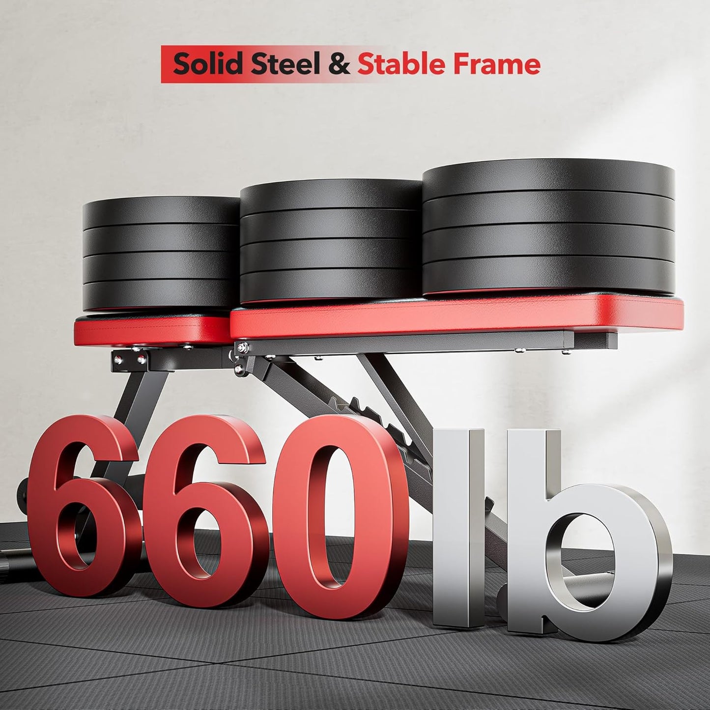 NICEPEOPLE weight bench with stable frame with 660 lb weight capacity