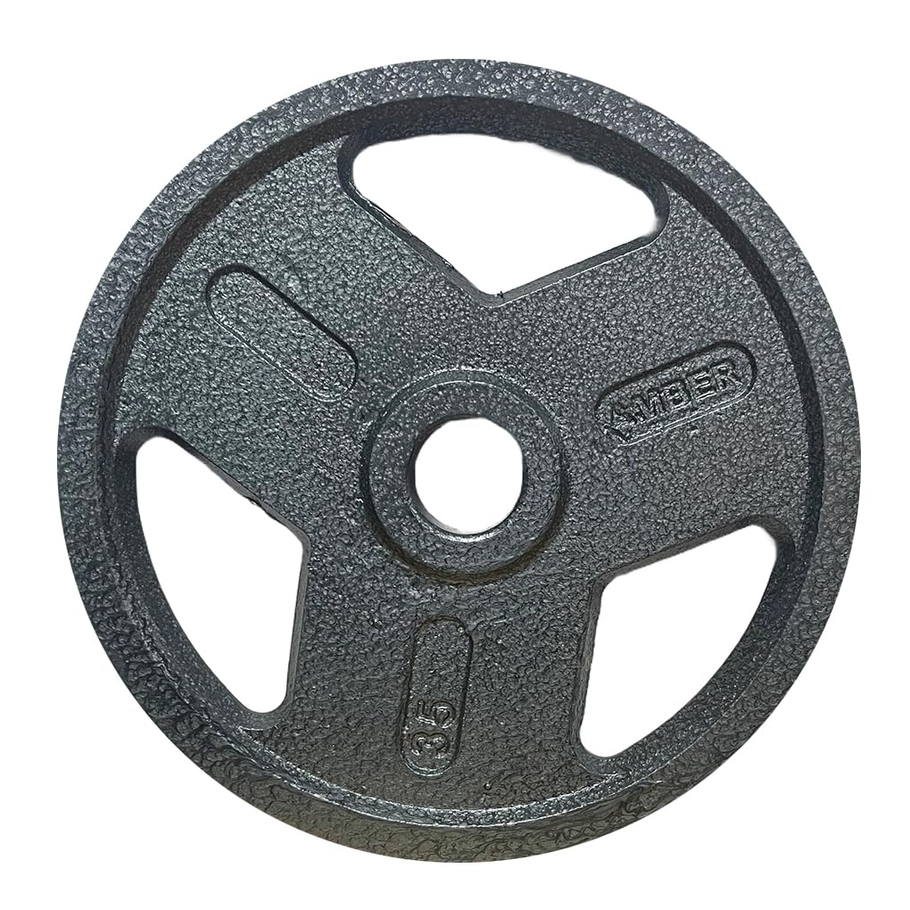 Tri-Grip Olympic Weight Plates Set – Heavy-duty cast iron plates with 2-inch holes for barbells.
